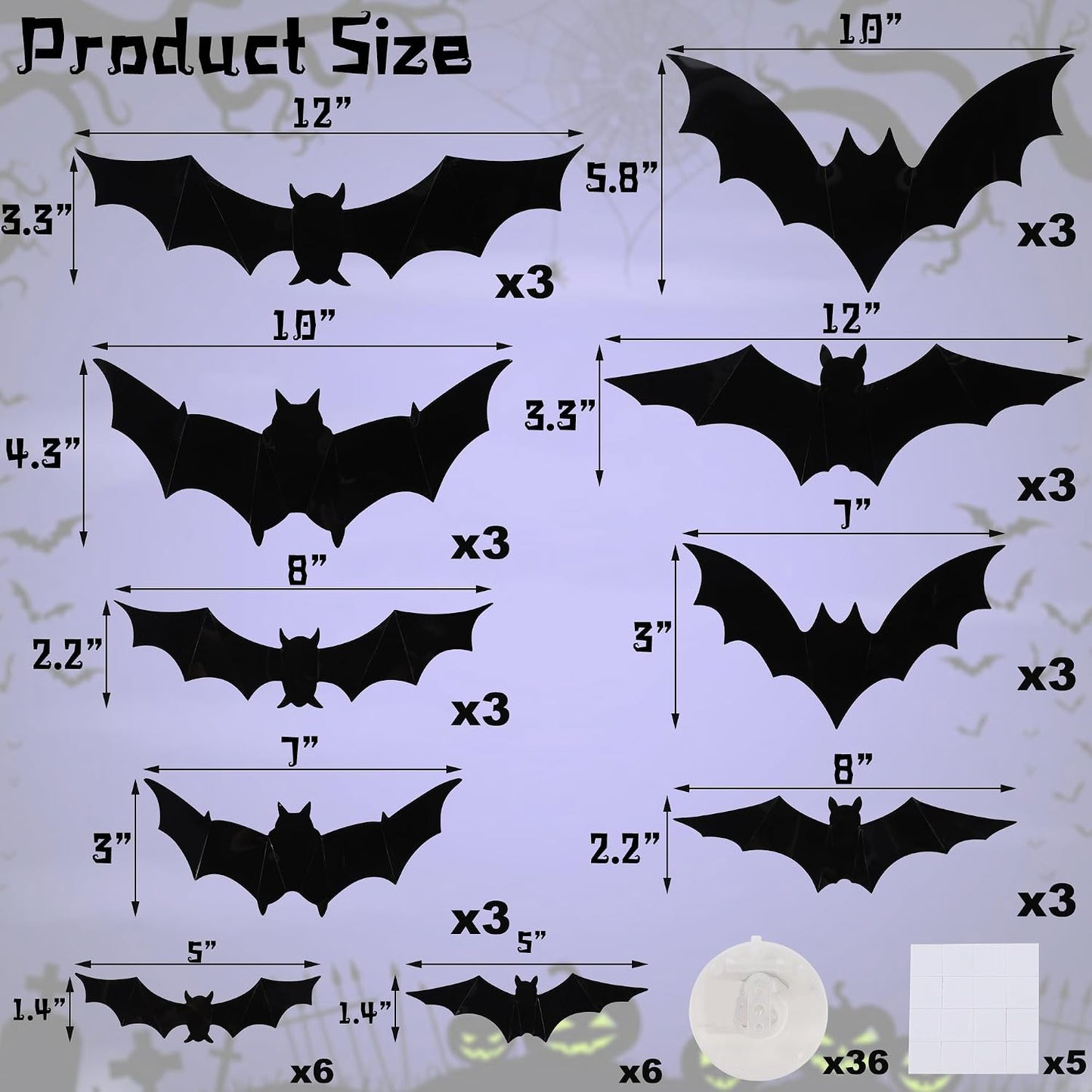 Spooky LED Bat Wall Decor