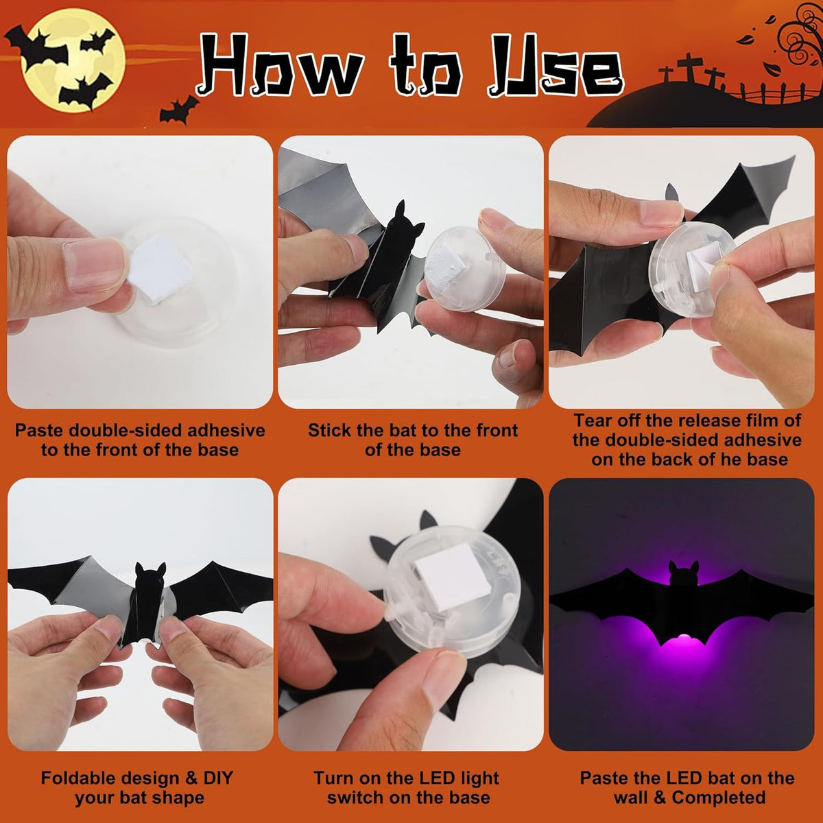 Spooky LED Bat Wall Decor